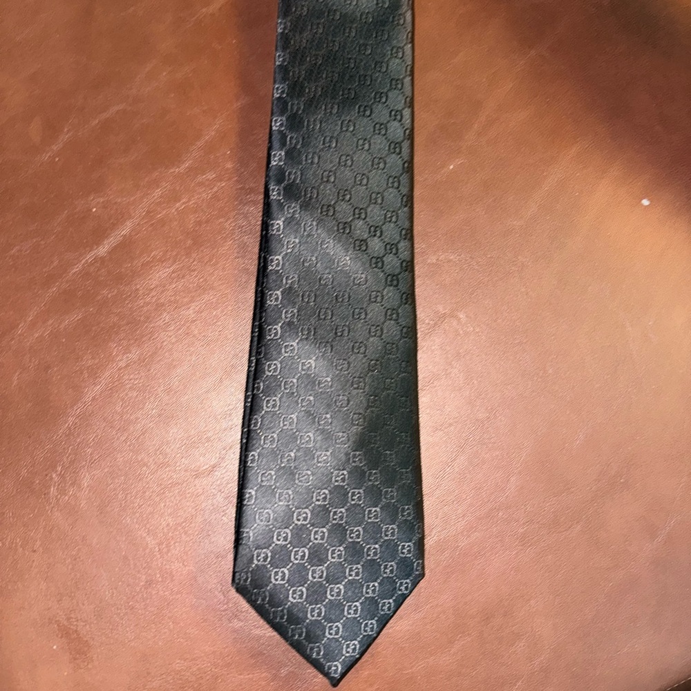Gucci Black Monogram Tie